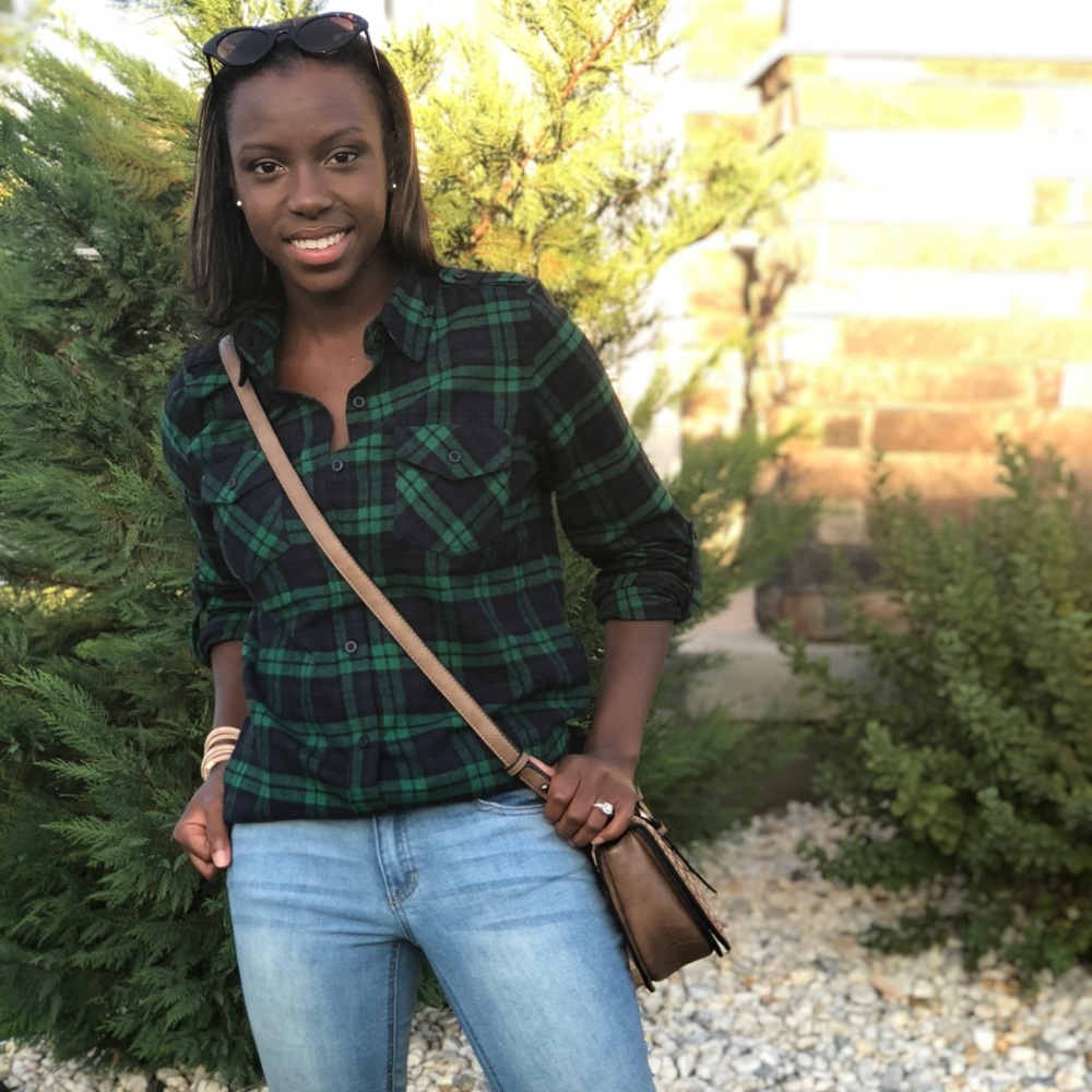 Green Plaid Tunic Dress with Belt - Picture 5 of 8